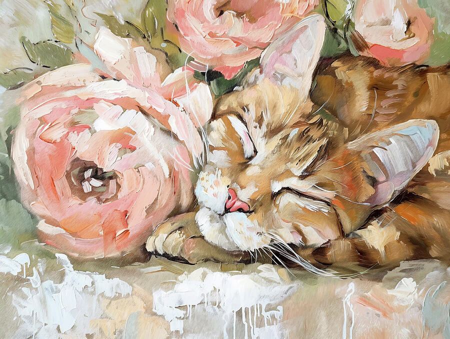 Shabby Chic Kitty Flower by Lisa S Baker