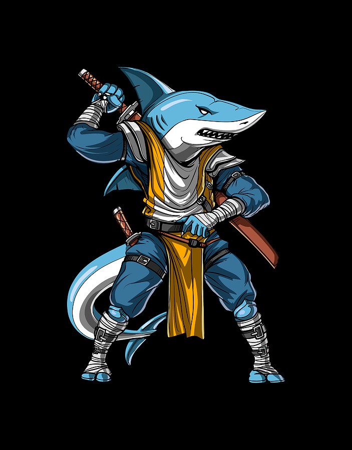 Shark Ninja Samurai Digital Art by Nikolay Todorov - Pixels