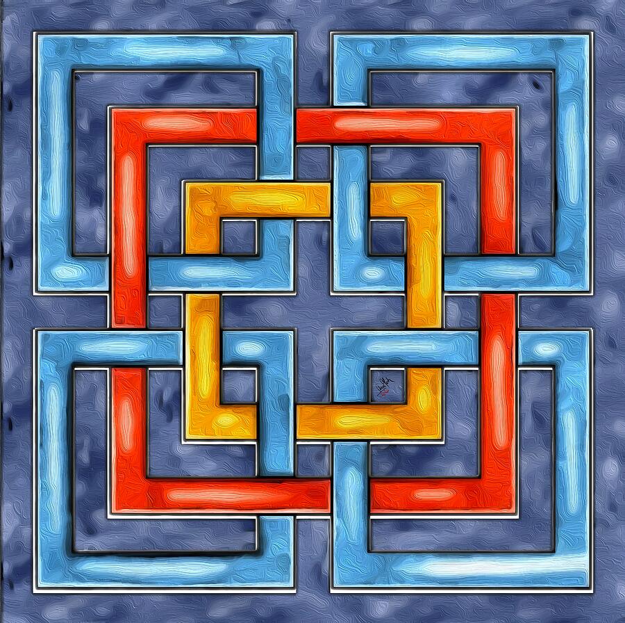 Six Interlocked Squares Abstract - Interwoven Path Painting by Anas ...