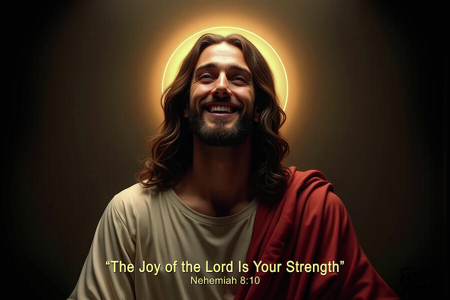 Smiling Jesus with Scripture Digital Art by Reeves Abram - Pastor Reeves Studio - Pixels
