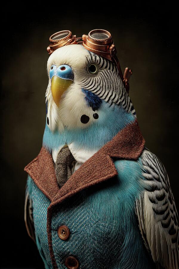 Steampunk Budgie - Dapper Bird Inventor by Matthias Hauser