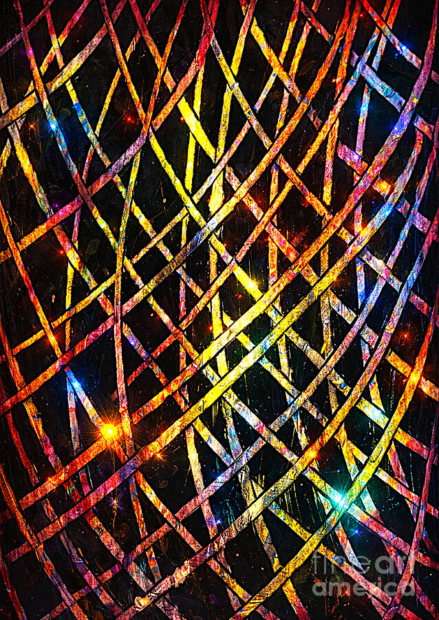 String Theory 13- Ai Mixed Media by Ronzoni White - Pixels