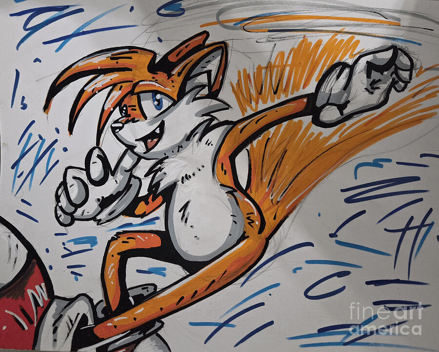 Tails the fox Painting by Lou Sensanbaugher - Pixels