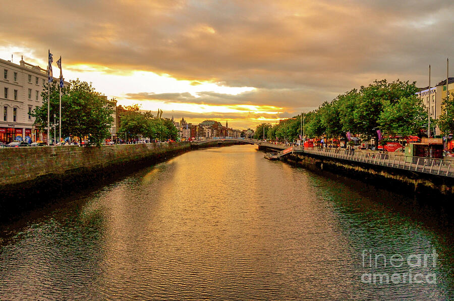 The River Liffey at Sunset. Dublin. Photograph by Tom Wurl - Pixels