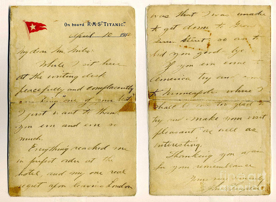 Titanic Letter Photograph by Jon Neidert - Pixels