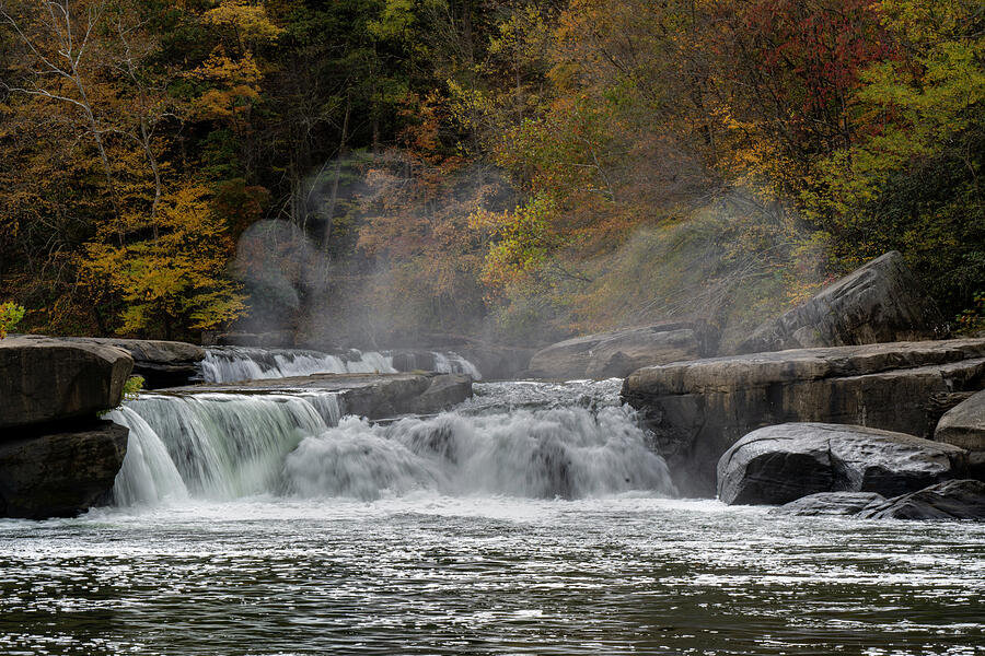 Tranquil Autumn Waterfall Scene by Dan Friend