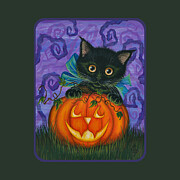 Halloween Black Kitty - Cat and Jackolantern