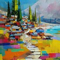 Colorful Mountain Village Landscape