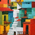 Colorful Urban Staircase Scene